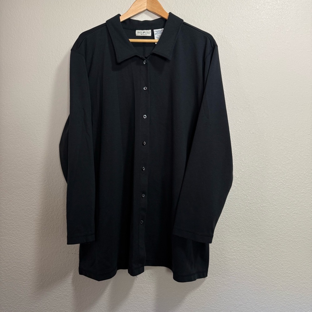 White Stag Woman - Black Button Front Long Sleeve Shirt/Over Shirt -Size 26W/28W